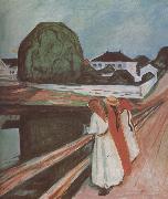 Edvard Munch Girl on the bridge painting